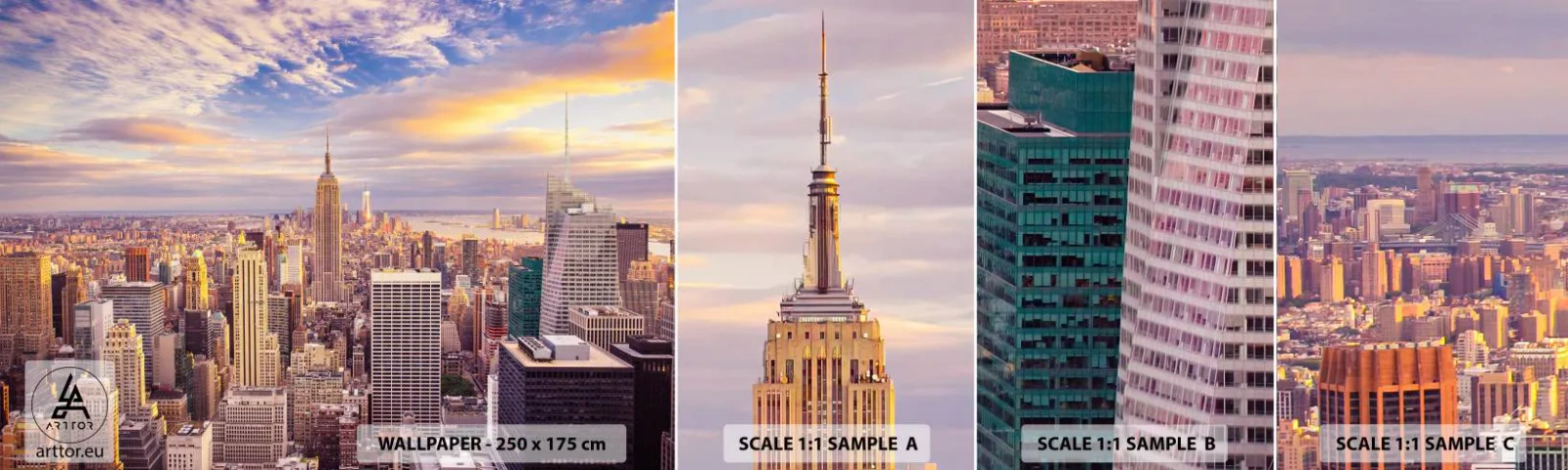 Fototapetenmuster Standard Eco - Nur nach den Wolken greifen - Stadt, New York, Die Architektur - 100x30 cm