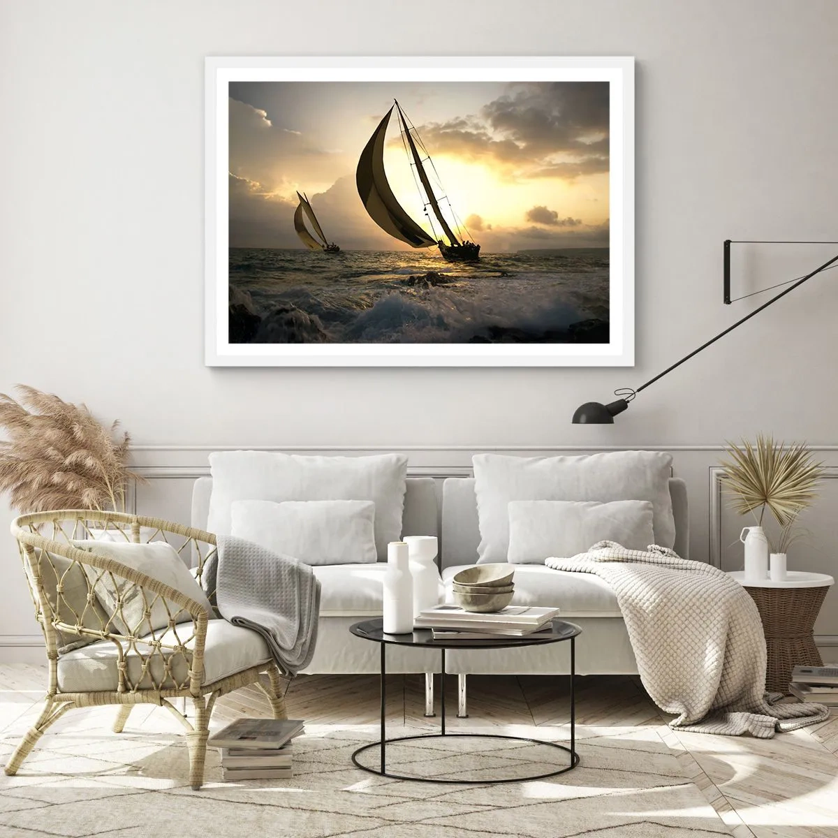 Poster in einem weißen Rahmen - Mit dem Wind und gegen den Wind - 50x40 cm