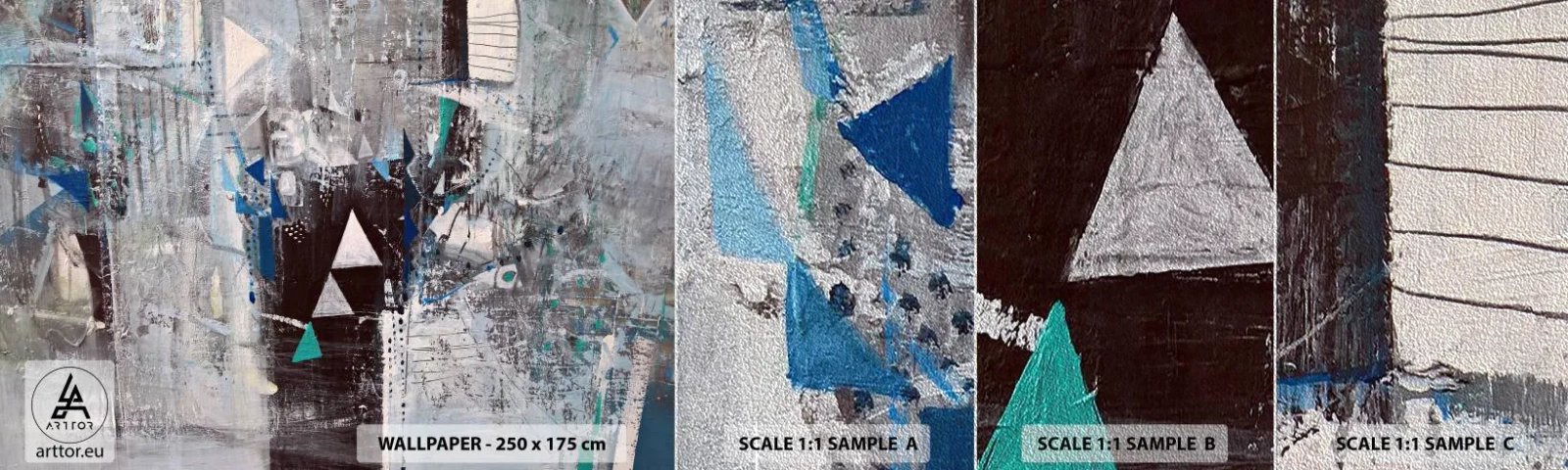 Fototapeten Muster Premium Sand - Überschreibende Reihenfolge der Dreiecke - Abstraktion, Stück, Modernes Muster - 100x30 cm