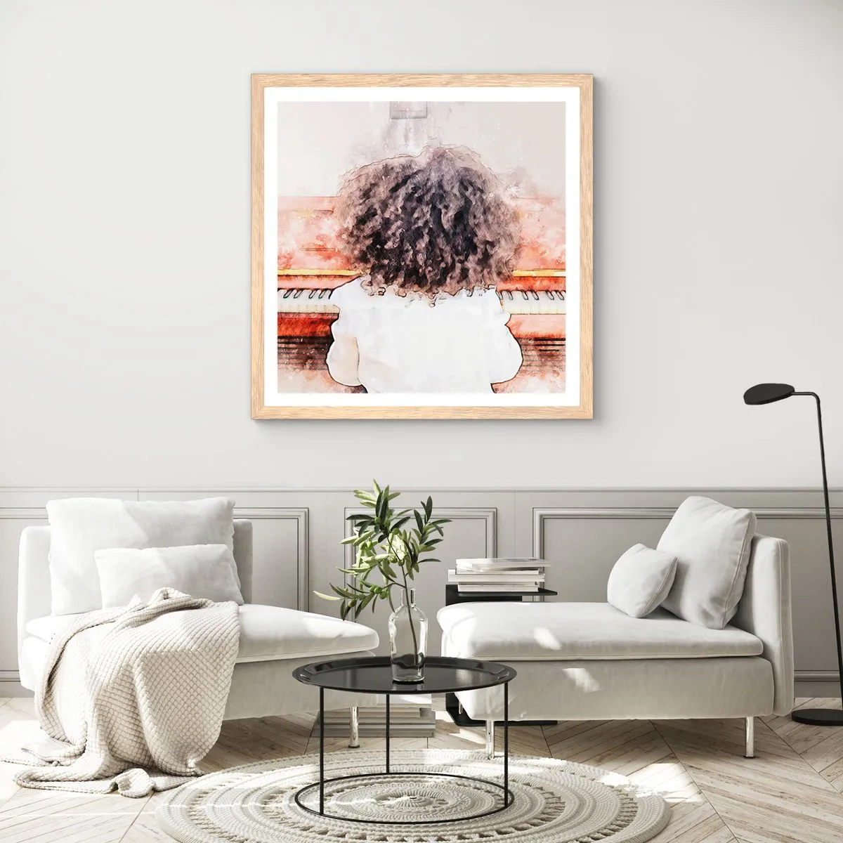 Poster in einem Rahmen aus heller Eiche - In der neuen Welt - 30x30 cm