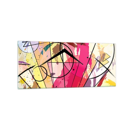 Glasbild - Bild auf glas - Abstraktion mit Linien und geometrischen Formen - 120x50cm - Explosion - Moderne Wanddekoration für Wohnzimmer und Schlafzimmer ARTTOR