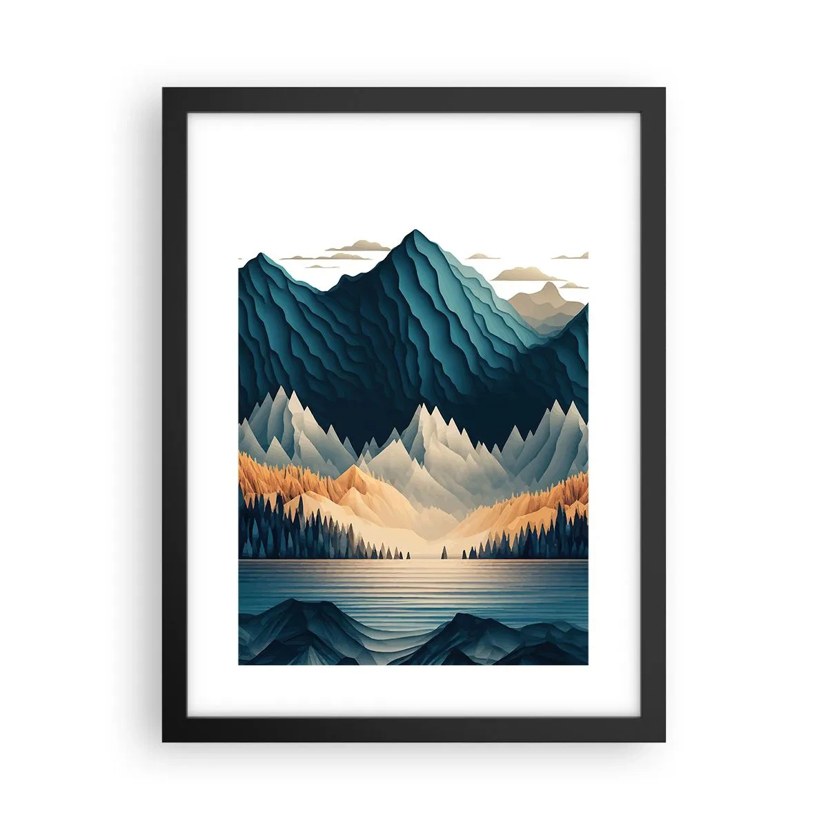 Poster in einem schwarzem Rahmen - Perfekte Berglandschaft - 30x40 cm