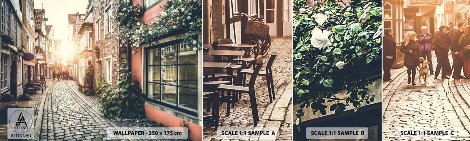 Fototapeten Muster Selbstklebend Deluxe Sticker - Rosenallee im rosa Schein - Stadt, Niederlande, Die Architektur - 100x30 cm