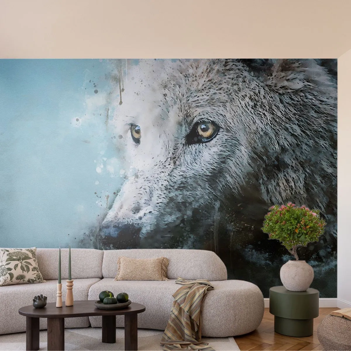 Selbstklebende Fototapete Deluxe Sticker - Lerne die Wolfsseele kennen - Tiere, Wolf, Raubtier - 400x280 cm