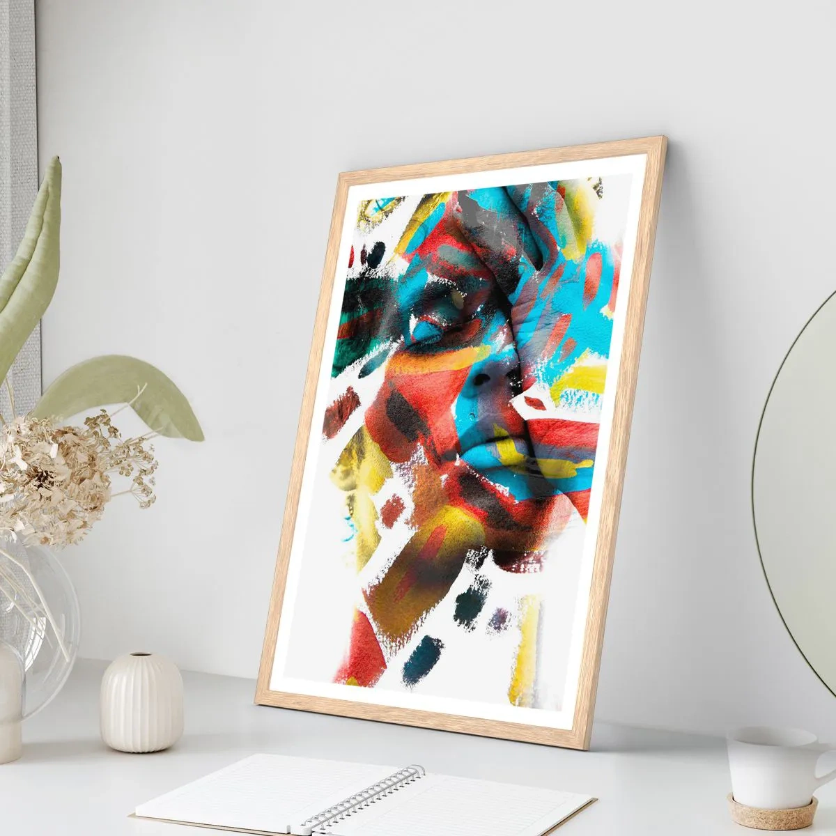 Poster in einem Rahmen aus heller Eiche - Eine bunte Persönlichkeit - 50x70 cm