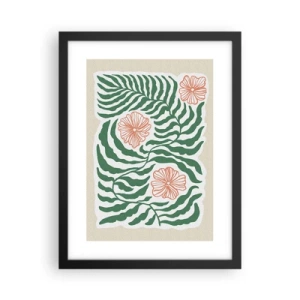 Poster in einem schwarzem Rahmen - Aufgeblüht in Grün - 30x40 cm