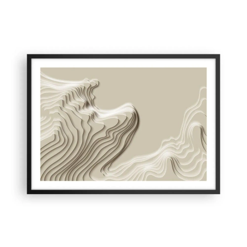 Poster in einem schwarzem Rahmen - Ein abstraktes Muster in Beigetönen mit linearer Wirkung. - 70x50cm - Topographie der Kunst - Moderne Wanddekoration für Wohnzimmer und Schlafzimmer ARTTOR