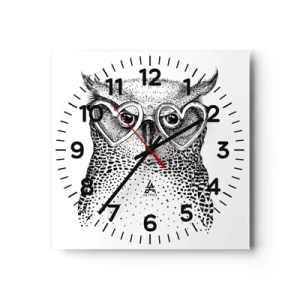 Wanduhr - Glasuhr - Klug und mit Liebe - 40x40 cm