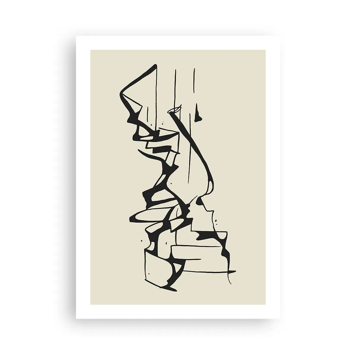 Poster - Abstrakte Schwarz-Weiß-Komposition aus Linien und Formen - 50x70cm - Vielleicht eine Landschaft - Moderne Wanddekoration für Wohnzimmer und Schlafzimmer ARTTOR