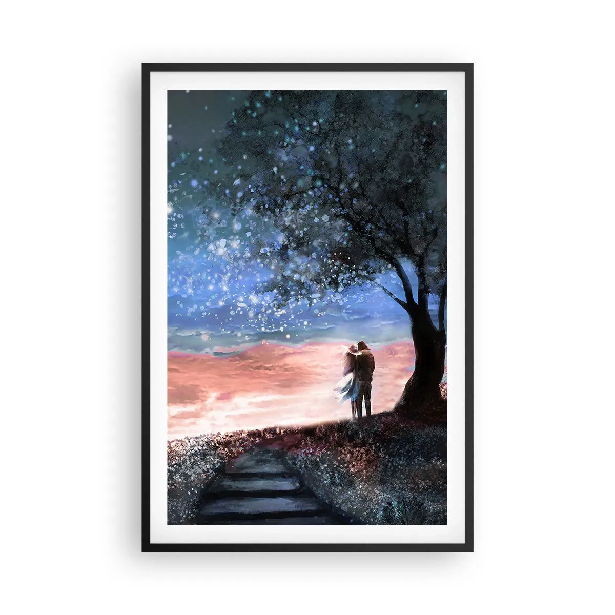 Poster in einem schwarzem Rahmen - Ein sternenklares Spektakel - 61x91 cm