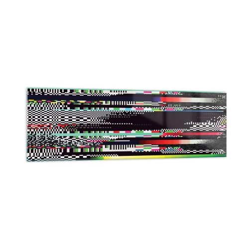 Glasbild - Bild auf glas - Bunte Linien und Pixel im abstrakten Stil - 160x50cm - Das Kontrollbild der Realität - Moderne Wanddekoration für Wohnzimmer und Schlafzimmer ARTTOR