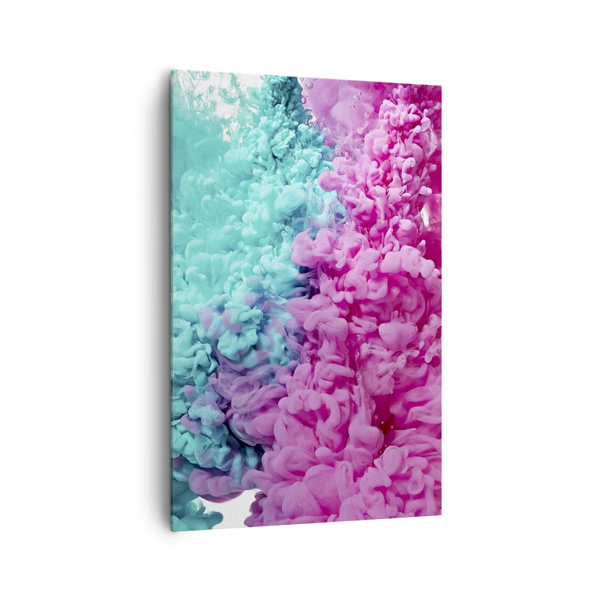 Bild auf Leinwand - Leinwandbild - Bunte Wellen aus Türkis und Pink in abstrakter Form - 80x120cm - Letzte Begegnung - Moderne Wanddekoration für Wohnzimmer und Schlafzimmer ARTTOR