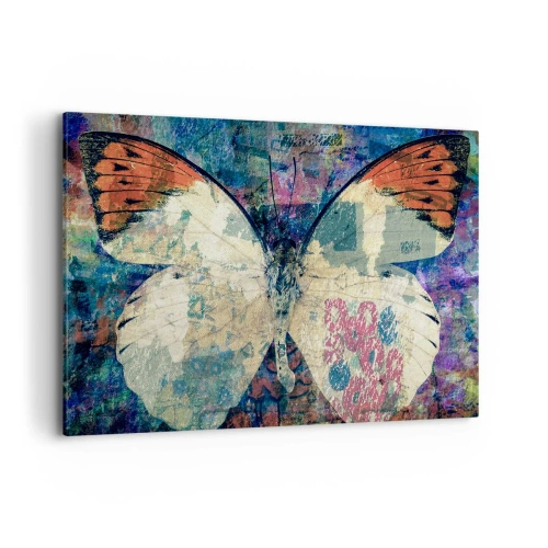 Bild auf Leinwand - Leinwandbild - Schmetterling in einem abstrakten künstlerischen Hintergrund mit bunten Details - 120x80cm - Subtile Zerbrechlichkeit - Moderne Wanddekoration für Wohnzimmer und Schlafzimmer ARTTOR