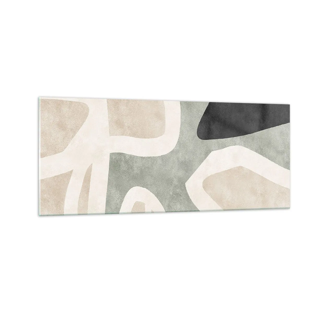 Glasbild - Bild auf glas - Komposition mit schwarzem Motiv - 100x40 cm