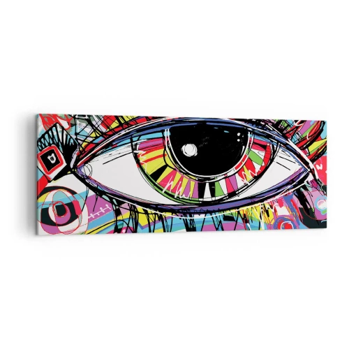 Bild auf Leinwand - Leinwandbild - Buntes abstraktes Graffiti-Auge - 140x50cm - Buntes Auge - bunte Seele - Moderne Wanddekoration für Wohnzimmer und Schlafzimmer ARTTOR