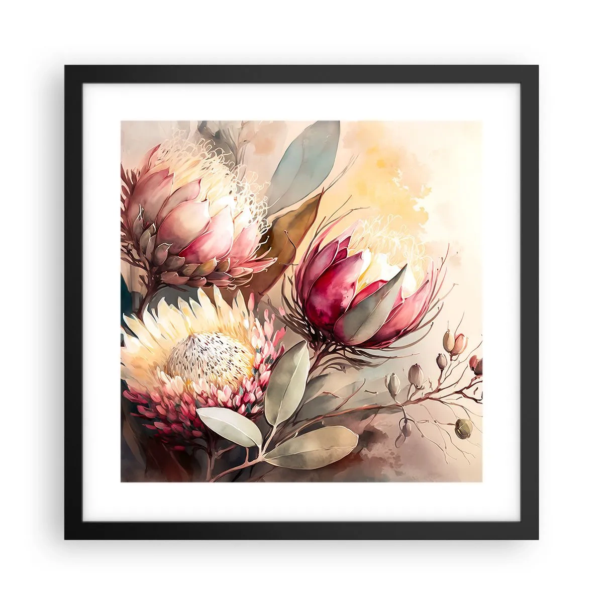 Poster in einem schwarzem Rahmen - Im Profil und en face - 40x40 cm