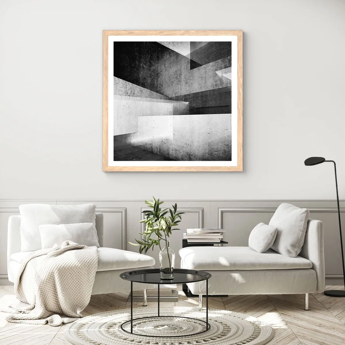 Poster in einem Rahmen aus heller Eiche - Die Raumstruktur - 50x50 cm