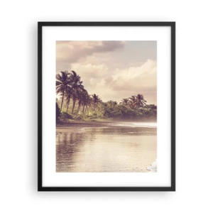 Poster in einem schwarzem Rahmen - Die Liebkosung der Wellen - 40x50 cm