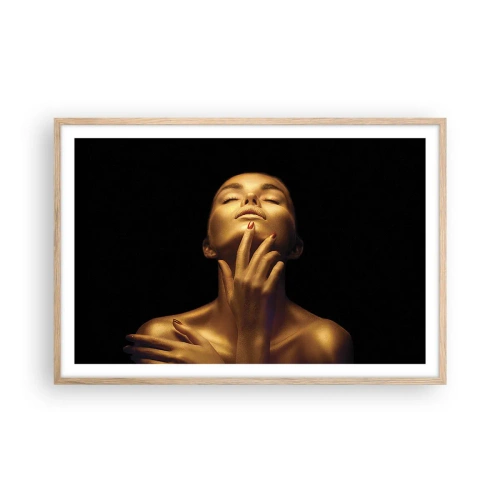 Poster in einem Rahmen aus heller Eiche - Wie goldene Seide - 91x61 cm