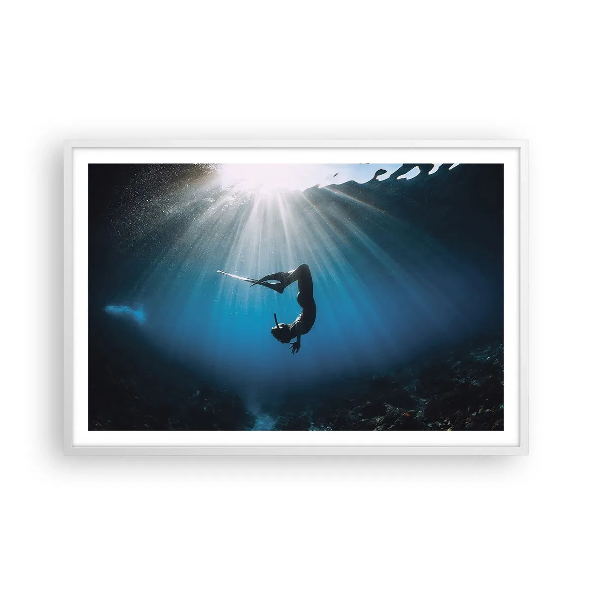 Poster in einem weißen Rahmen - Tanz unter Wasser - 91x61 cm