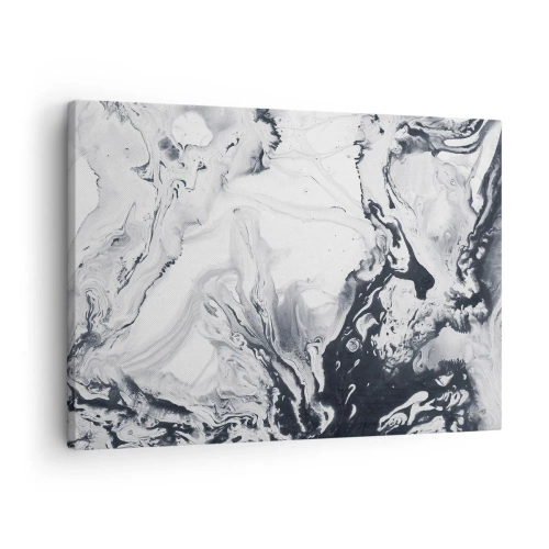 Bild auf Leinwand - Leinwandbild - Monochromes abstraktes Muster mit Marmoreffekt - 70x50cm - Das Innere der Erde - Moderne Wanddekoration für Wohnzimmer und Schlafzimmer ARTTOR