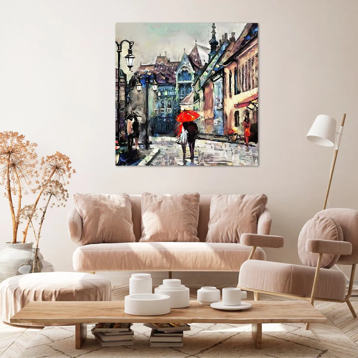 Bild auf Leinwand - Leinwandbild - Regen für Zwei - 60x60 cm