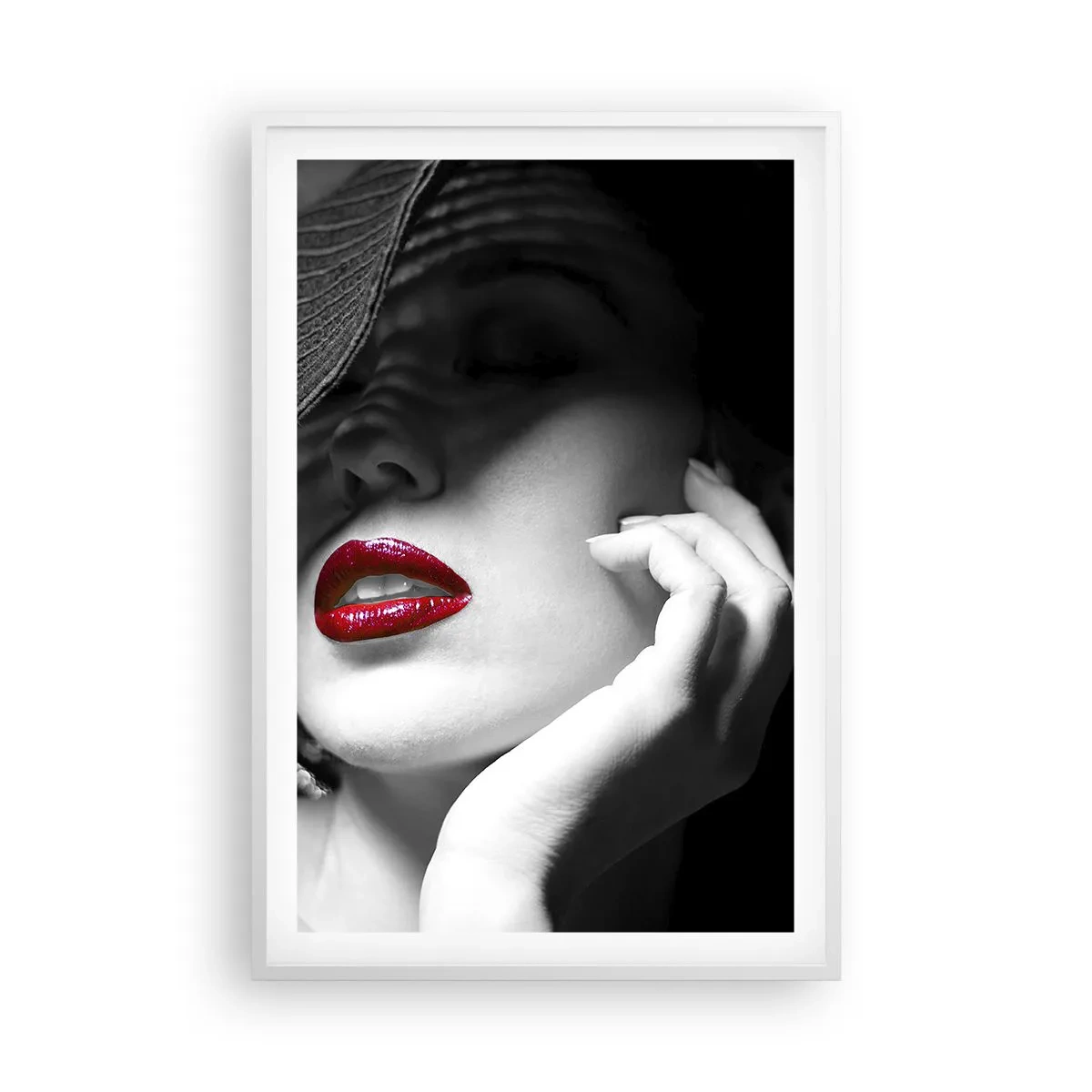 Poster in einem weißen Rahmen - Eine Studie in Scharlachrot - 61x91 cm