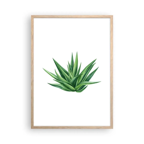 Poster in einem Rahmen aus heller Eiche - Grün – Kraft – Leben - 50x70 cm