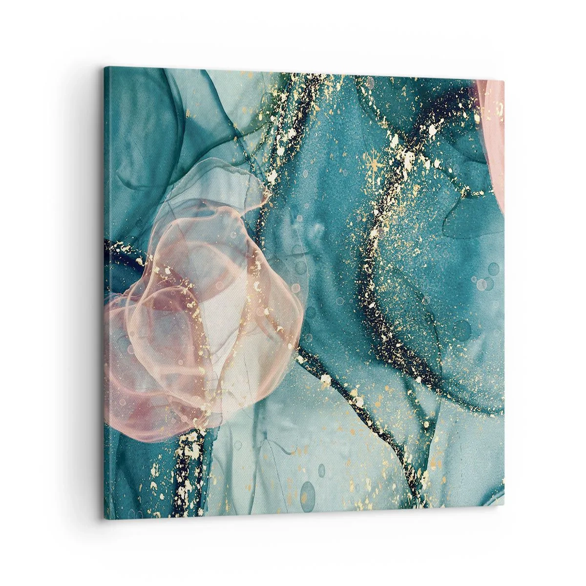 Bild auf Leinwand - Leinwandbild - Seidenblau, Tüllrosa - 60x60 cm