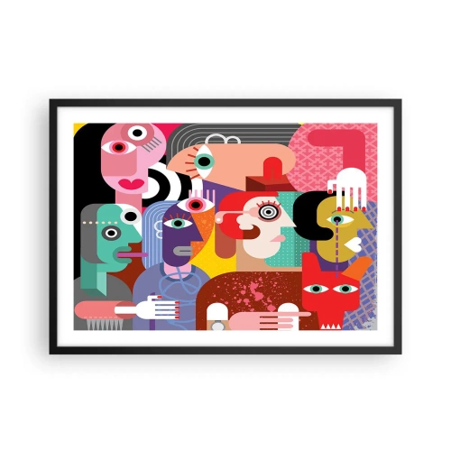 Poster in einem schwarzem Rahmen - Bunte Abstraktion mit geometrischen Flächen - 70x50cm - Wir sind von Herrn Picasso - Moderne Wanddekoration für Wohnzimmer und Schlafzimmer ARTTOR