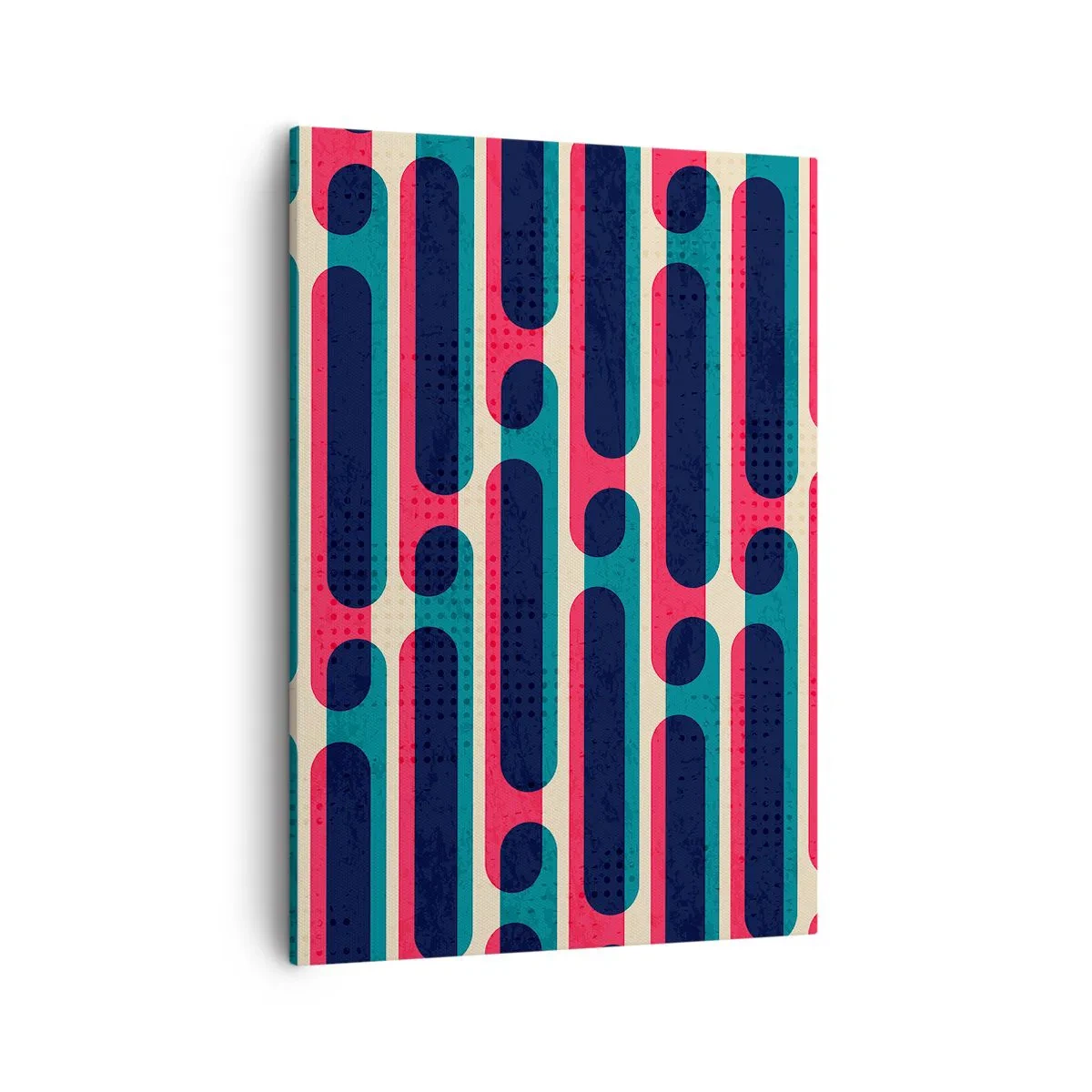 Bild auf Leinwand - Leinwandbild - Geometrisches Retro-Muster mit Pastellfarben - 50x70cm - In die Tiefe und vorwärts - Moderne Wanddekoration für Wohnzimmer und Schlafzimmer ARTTOR