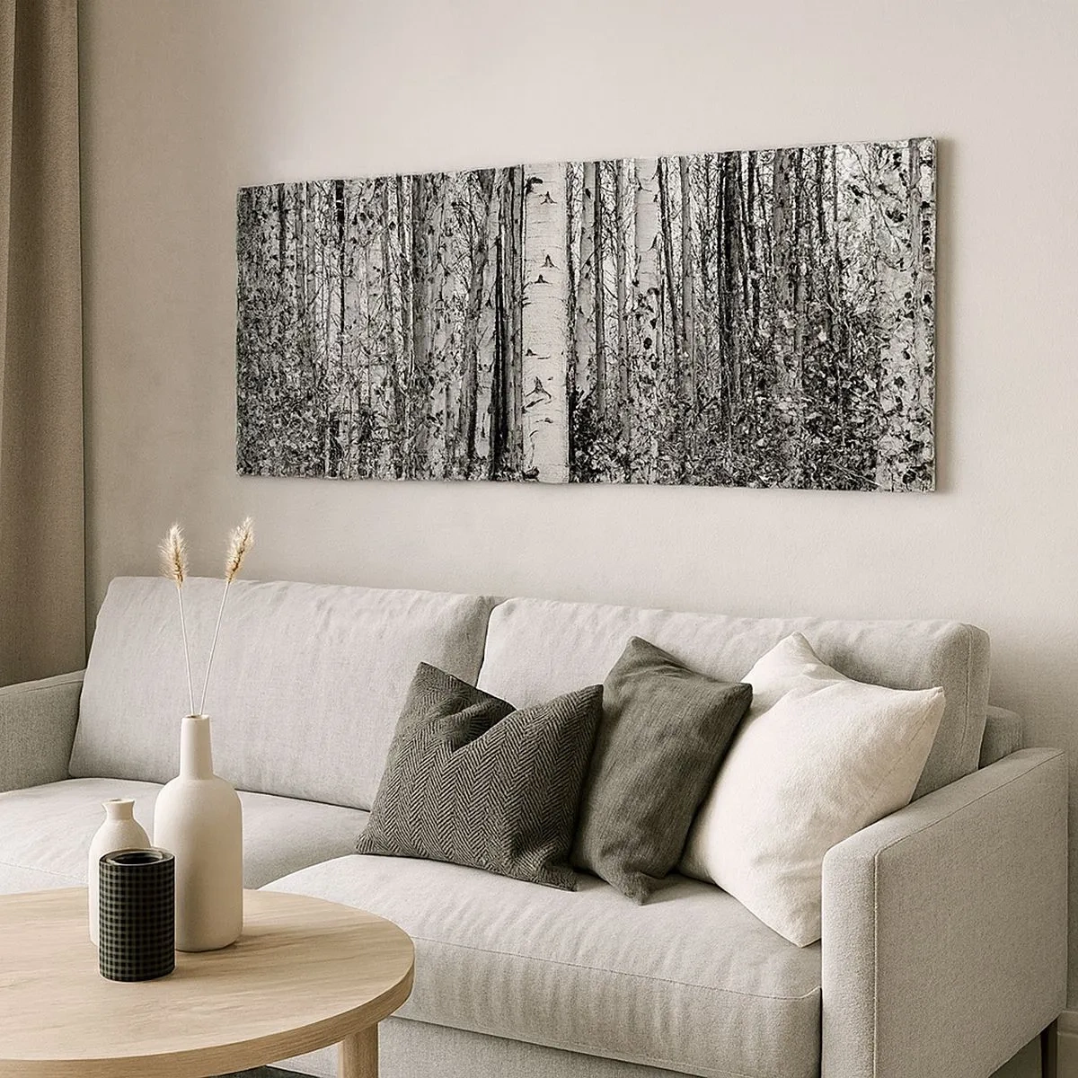 Bild auf Leinwand - Leinwandbild - Birkenkolonnade - 100x40 cm