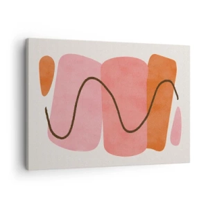 Bild auf Leinwand - Leinwandbild - Abstrakte Formen in Rosa- und Orangetönen - 70x50cm - Sanfte Bewegung der Formen - Moderne Wanddekoration für Wohnzimmer und Schlafzimmer ARTTOR