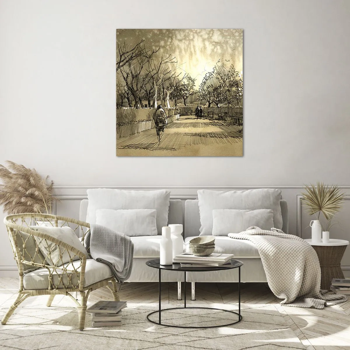 Glasbild - Bild auf glas - Ein Moment mit einer Feder angehalten - 40x40 cm