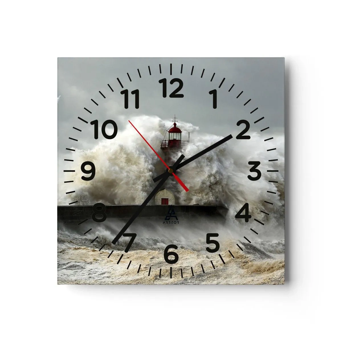 Wanduhr - Glasuhr - Die Wut des Ozeans - 40x40 cm