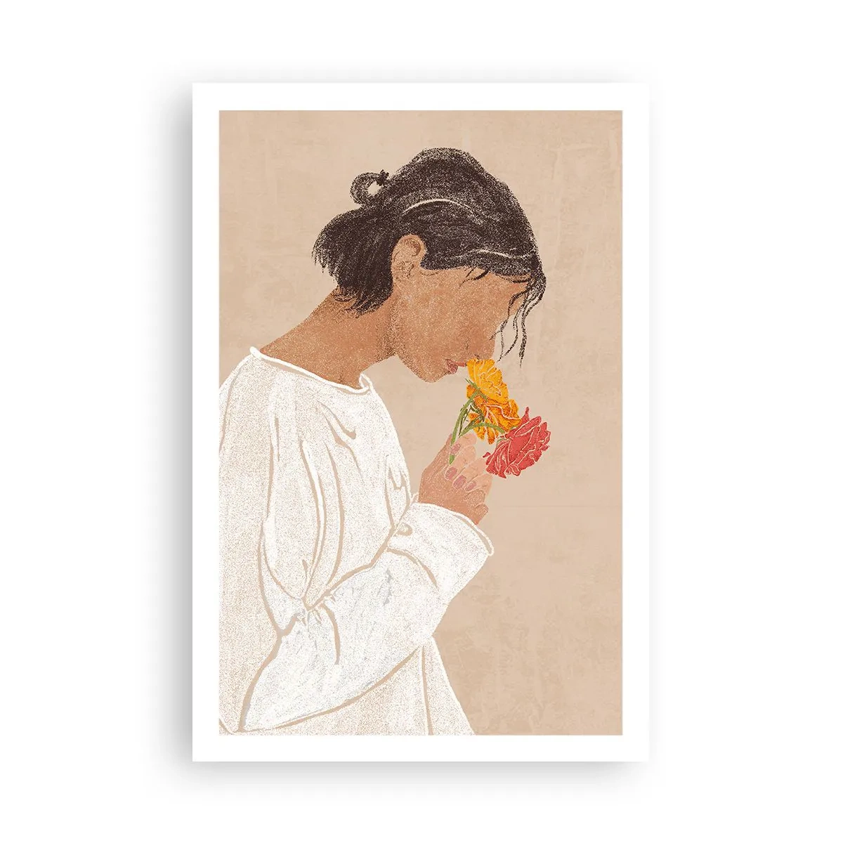 Poster - Mädchen und Blumen - 61x91 cm