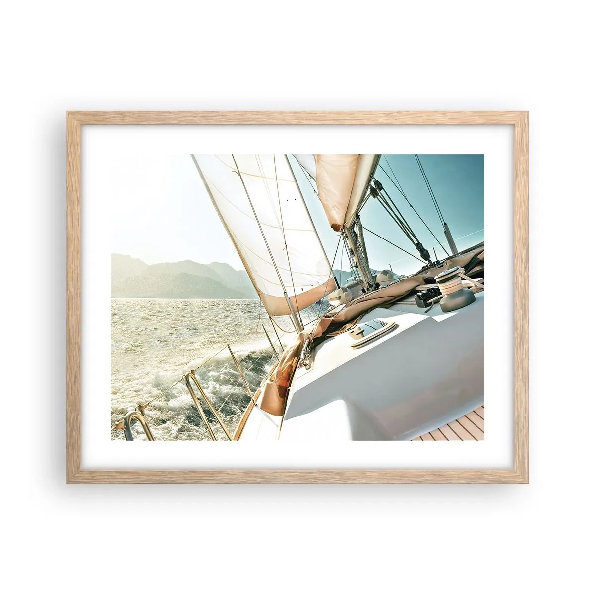 Poster in einem Rahmen aus heller Eiche - Unter vollen Segeln - 50x40 cm
