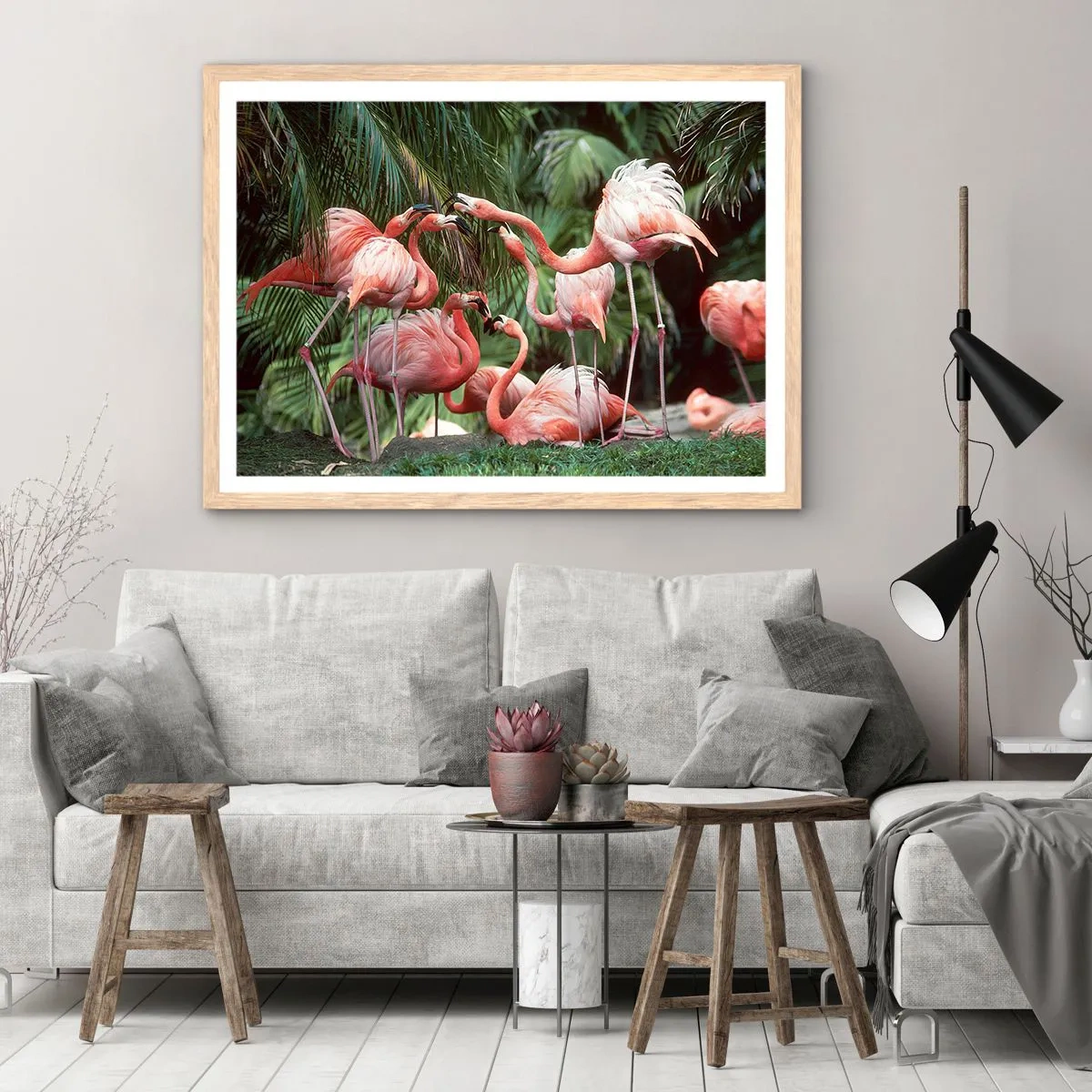 Poster in einem Rahmen aus heller Eiche - Nachmittagsklatsch - 50x40 cm