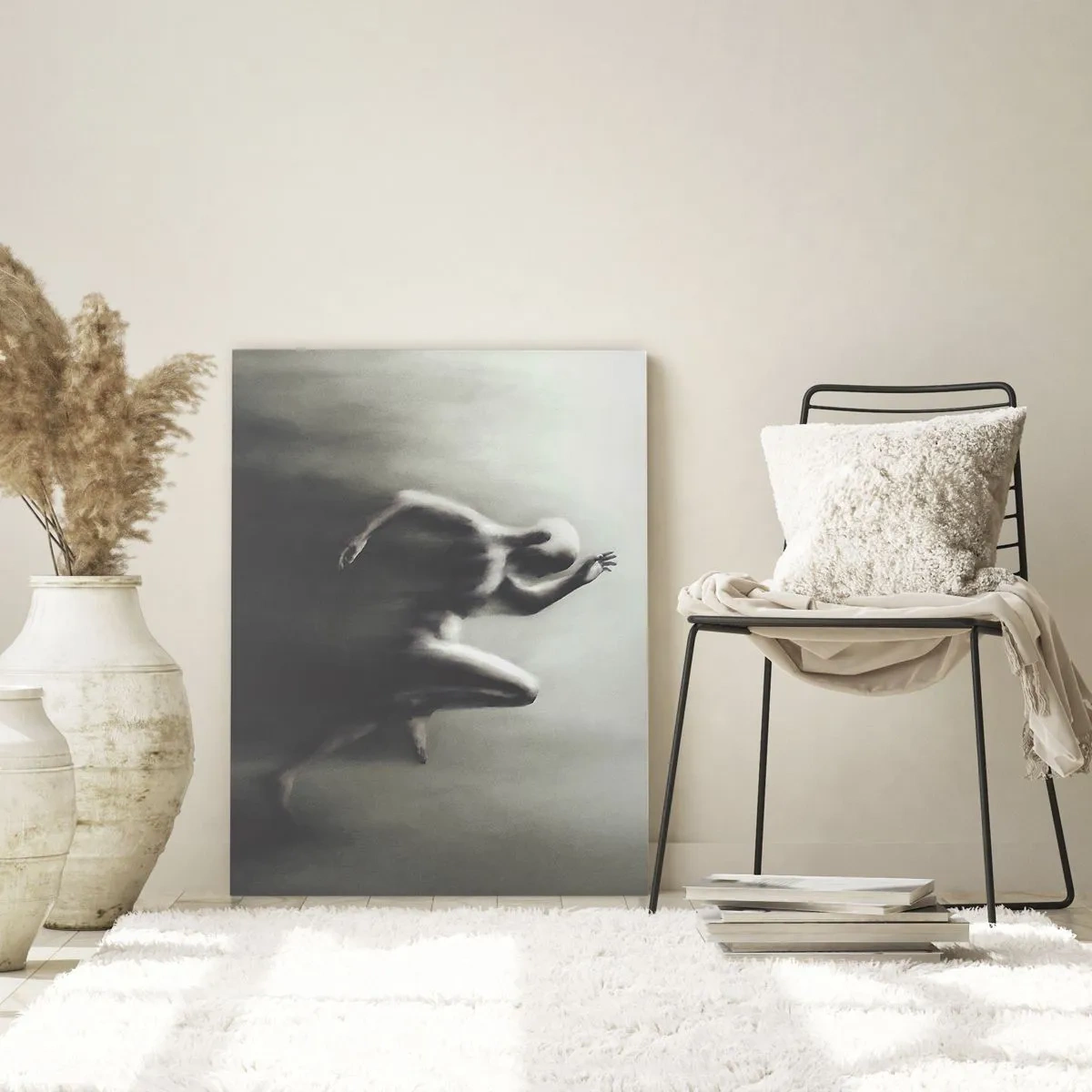 Glasbild - Bild auf glas - Dynamische Silhouette einer laufenden Figur in verschwommenem Licht - 50x70cm - Unwiderstehlich - Moderne Wanddekoration für Wohnzimmer und Schlafzimmer ARTTOR