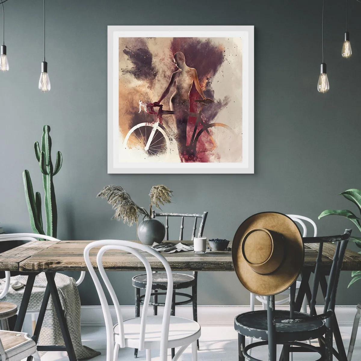 Poster in einem weißen Rahmen - Eine Fahrradseele in Marmorformen - 30x30 cm