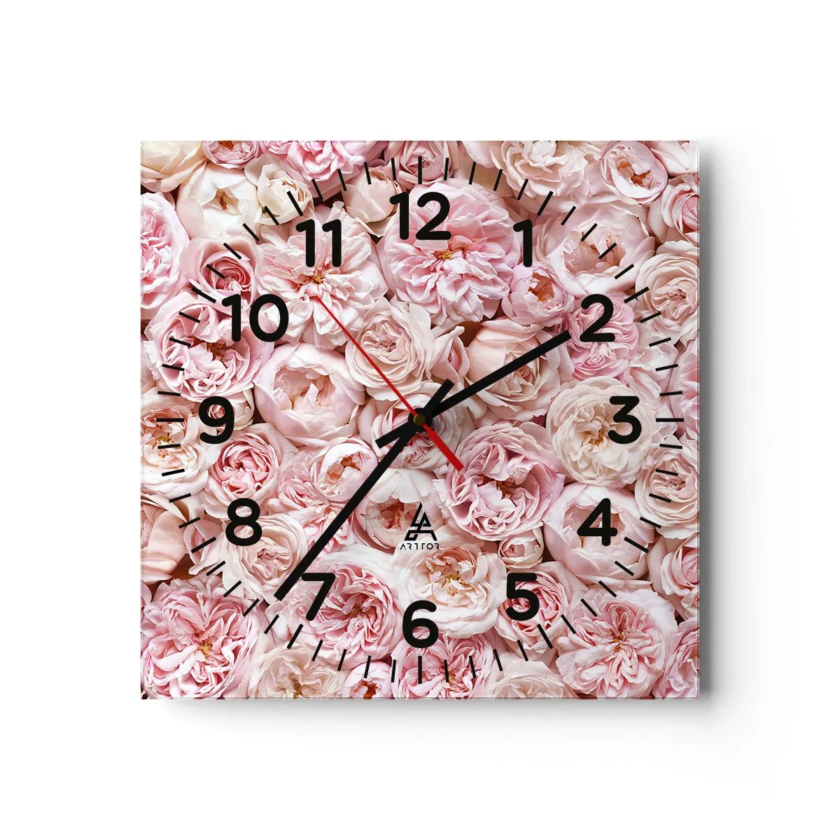Wanduhr - Glasuhr - Auf Rosen gebettet - 40x40 cm