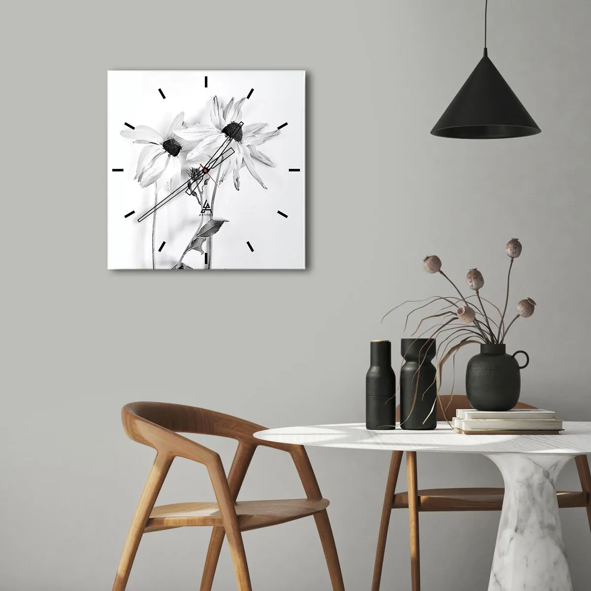 Wanduhr - Glasuhr - Niemand will allein sein - 40x40 cm