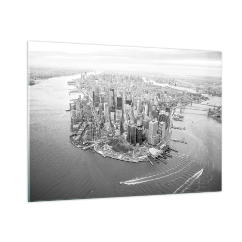 Glasbild - Bild auf glas - Eine Vogelperspektive der Stadt in Schwarzweiß - 100x70cm - Und wie kann es man nicht lieben? - Moderne Wanddekoration für Wohnzimmer und Schlafzimmer ARTTOR