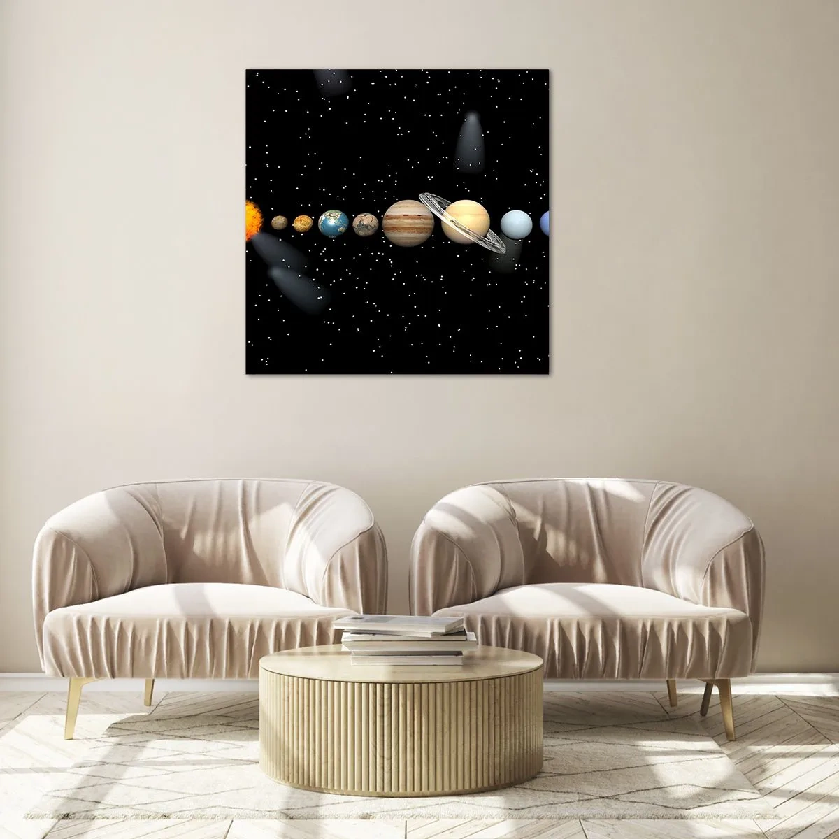 Glasbild - Bild auf glas - Und die Planeten werden verrückt und toben ... - 30x30 cm