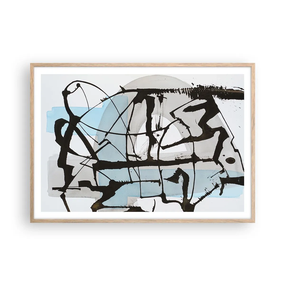 Poster in einem Rahmen aus heller Eiche - Trotzdem blau - 100x70 cm