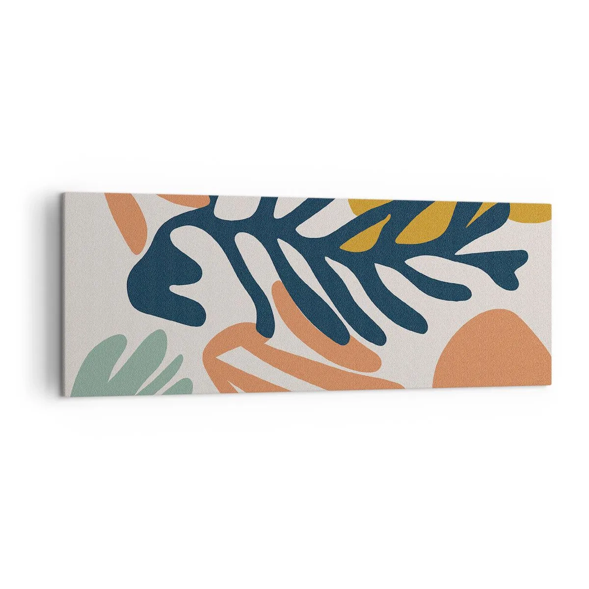 Bild auf Leinwand - Leinwandbild - Bunte Blätter im abstrakten Stil - 140x50cm - Korallenmeere - Moderne Wanddekoration für Wohnzimmer und Schlafzimmer ARTTOR