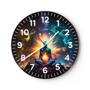 Wanduhr - Glasuhr - Kosmischer Frieden - 40x40 cm