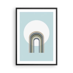 Poster in einem schwarzem Rahmen - Ein minimalistischer Bogen mit Pastelltönen vor einem kreisförmigen Hintergrund - 50x70cm - Unwiderstehliche Anziehungskraft - Moderne Wanddekoration für Wohnzimmer und Schlafzimmer ARTTOR