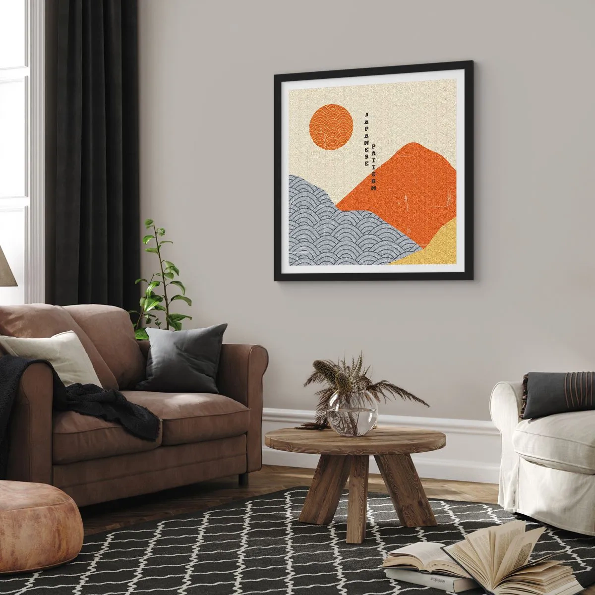 Poster in einem schwarzem Rahmen - Im japanischen Geist - 40x40 cm