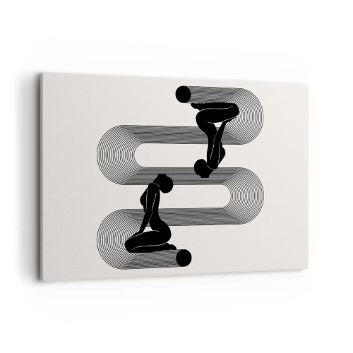Bild auf Leinwand - Leinwandbild - Schwarze Silhouetten mit geometrischen Linien auf hellem Hintergrund - 120x80cm - Sinnliche Symmetrie - Moderne Wanddekoration für Wohnzimmer und Schlafzimmer ARTTOR
